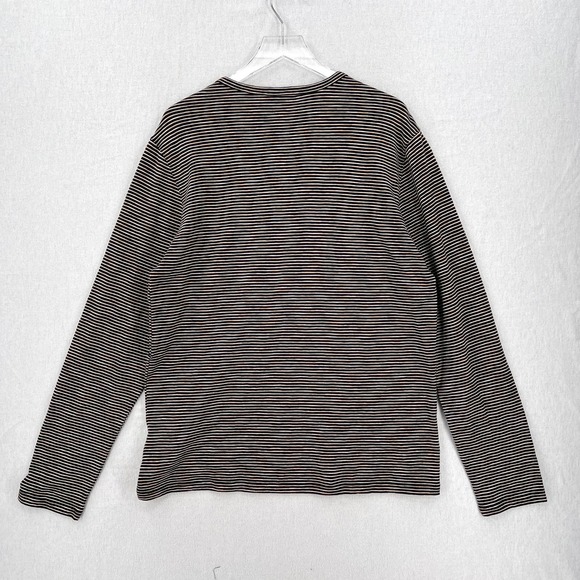 VINCE Mens Long Sleeve Shirt Large White Nightshade Slub Stripes Split Neck NWOT - Picture 5 of 14